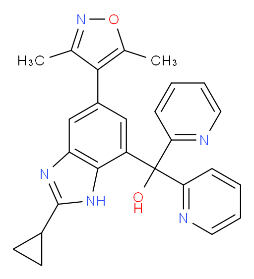 2-Cyclopropyl-5-(3,5-dimethyl-4-isoxazolyl)-α,α-di-2-pyridinyl-1H-benzimidazole-7-methanol (ACI)