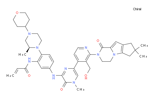N-[5-[[6-[2-(1,3,4,6,7,8-Hexahydro-7,7-dimethyl-1-oxo-2H-cyclopenta[4,5]pyrrolo[1,2-a]pyrazin-2-yl)-3-(hydroxymethyl)-4-pyridinyl]-3,4-dihydro-4-methyl-3-oxo-2-pyrazinyl]amino]-2-[(2S)-2-methyl-4-(tetrahydro-2H-pyran-4-yl)-1-piperazinyl]phenyl]-2-propenamide (ACI)