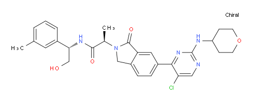 (αR)-6-[5-Chloro-2-[(tetrahydro-2H-pyran-4-yl)amino]-4-pyrimidinyl]-1,3-dihydro-N-[(1S)-2-hydroxy-1-(3-methylphenyl)ethyl]-α-methyl-1-oxo-2H-isoindole-2-acetamide (ACI)