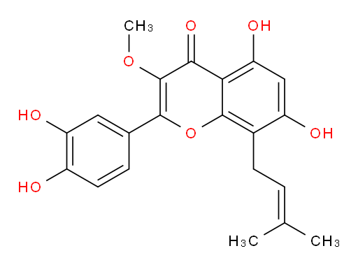 2-(3,4-Dihydroxyphenyl)-5,7-dihydroxy-3-methoxy-8-(3-methyl-2-buten-1-yl)-4H-1-benzopyran-4-one (ACI)