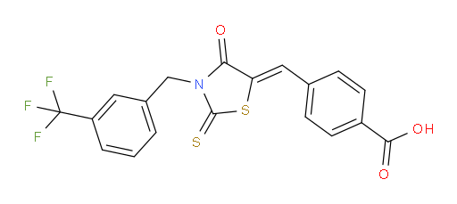 4-[[4-Oxo-2-thioxo-3-[[3-(trifluoromethyl)phenyl]methyl]-5-thiazolidinylidene]methyl]benzoic acid (ACI)