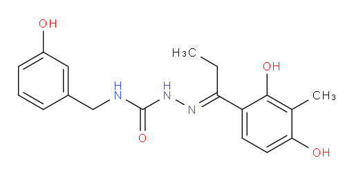 2-[1-(2,4-Dihydroxy-3-methylphenyl)propylidene]-N-[(3-hydroxyphenyl)methyl]hydrazinecarboxamide (ACI)