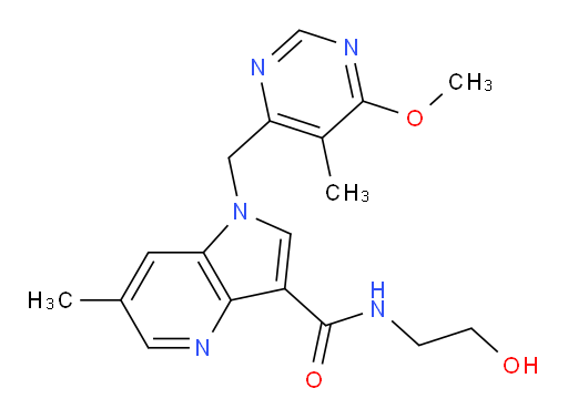 N-(2-Hydroxyethyl)-1-[(6-methoxy-5-methyl-4-pyrimidinyl)methyl]-6-methyl-1H-pyrrolo[3,2-b]pyridine-3-carboxamide (ACI)