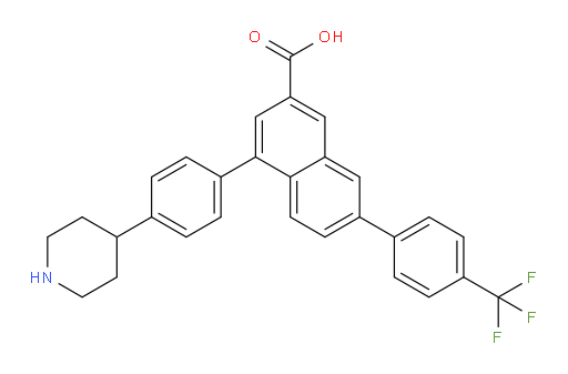 4-[4-(4-Piperidinyl)phenyl]-7-[4-(trifluoromethyl)phenyl]-2-naphthalenecarboxylic acid (ACI)