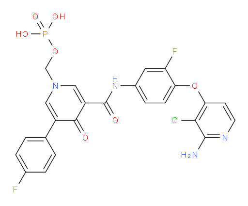 N-[4-[(2-Amino-3-chloro-4-pyridinyl)oxy]-3-fluorophenyl]-5-(4-fluorophenyl)-4-oxo-1-[(phosphonooxy)methyl]-3(4H)-pyridinecarboxamide (ACI)