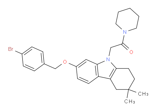Ethanone, 2-[7-[(4-bromophenyl)methoxy]-1,2,3,4-tetrahydro-3,3-dimethyl-9H-carbazol-9-yl]-1-(1-piperidinyl)- (ACI)