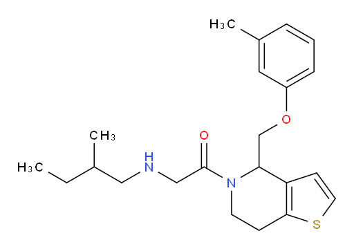 1-[6,7-Dihydro-4-[(3-methylphenoxy)methyl]thieno[3,2-c]pyridin-5(4H)-yl]-2-[(2-methylbutyl)amino]ethanone (ACI)