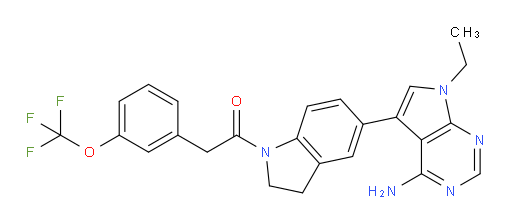 1-[5-(4-Amino-7-ethyl-7H-pyrrolo[2,3-d]pyrimidin-5-yl)-2,3-dihydro-1H-indol-1-yl]-2-[3-(trifluoromethoxy)phenyl]ethanone (ACI)