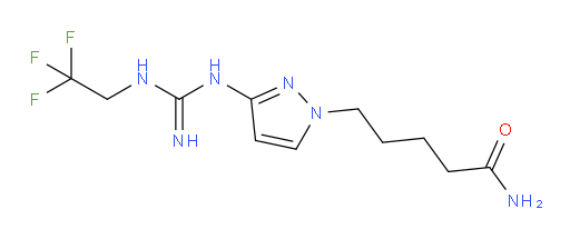 3-[[Imino[(2,2,2-trifluoroethyl)amino]methyl]amino]-1H-pyrazole-1-pentanamide (ACI)