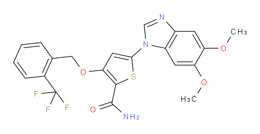 5-(5,6-Dimethoxy-1H-benzimidazol-1-yl)-3-[[2-(trifluoromethyl)phenyl]methoxy]-2-thiophenecarboxamide (ACI)
