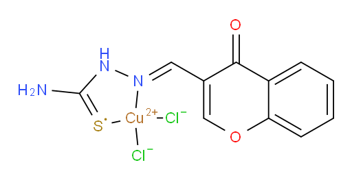 (SP-4-3)-Dichloro[(2Z)-2-[(4-oxo-4H-1-benzopyran-3-yl)methylene]hydrazinecarbothioamide-κN2,κS]copper (ACI)