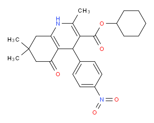 Cyclohexyl 1,4,5,6,7,8-hexahydro-2,7,7-trimethyl-4-(4-nitrophenyl)-5-oxo-3-quinolinecarboxylate (ACI)