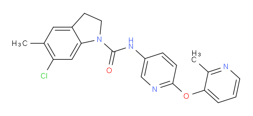 6-Chloro-2,3-dihydro-5-methyl-N-[6-[(2-methyl-3-pyridinyl)oxy]-3-pyridinyl]-1H-indole-1-carboxamide (ACI)