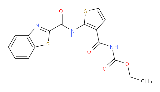 Ethyl N-[[2-[(2-benzothiazolylcarbonyl)amino]-3-thienyl]carbonyl]carbamate (ACI)