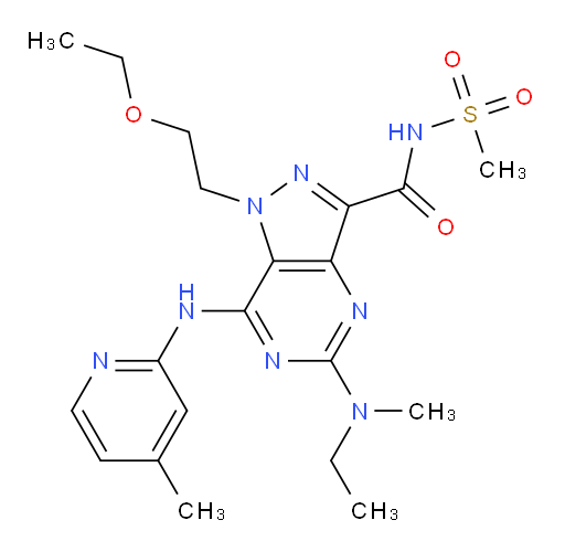 1-(2-Ethoxyethyl)-5-(ethylmethylamino)-7-[(4-methyl-2-pyridinyl)amino]-N-(methylsulfonyl)-1H-pyrazolo[4,3-d]pyrimidine-3-carboxamide (ACI)