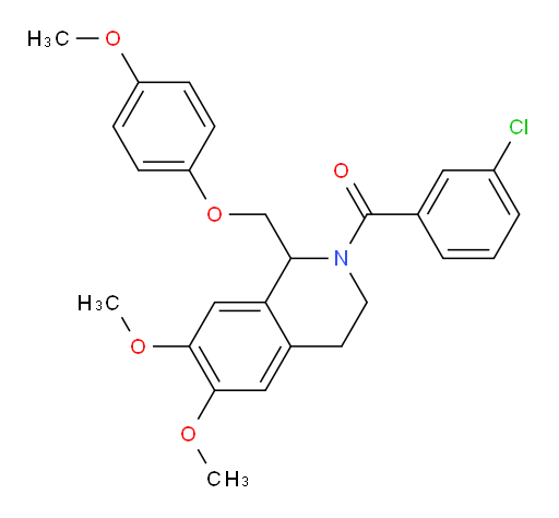 (3-Chlorophenyl)[3,4-dihydro-6,7-dimethoxy-1-[(4-methoxyphenoxy)methyl]-2(1H)-isoquinolinyl]methanone (ACI)