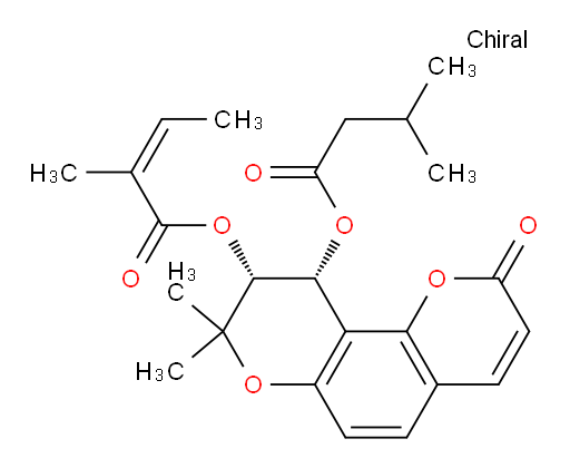 2-Butenoic acid, 2-methyl-, (9R,10R)-9,10-dihydro-8,8-dimethyl-10-(3-methyl-1-oxobutoxy)-2-oxo-2H,8H-benzo[1,2-b:3,4-b′]dipyran-9-yl ester, (2Z)- (9CI, ACI)