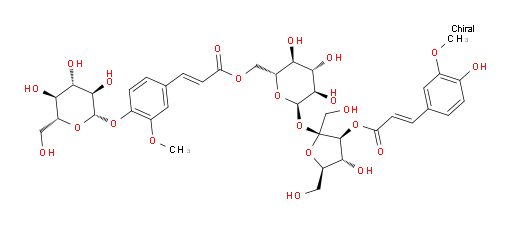 α-D-Glucopyranoside, 3-O-[3-(4-hydroxy-3-methoxyphenyl)-1-oxo-2-propenyl]-β-D-fructofuranosyl, 6-[3-[4-(β-D-glucopyranosyloxy)-3-methoxyphenyl]-2-propenoate], [1(E),6(E)]- (9CI)