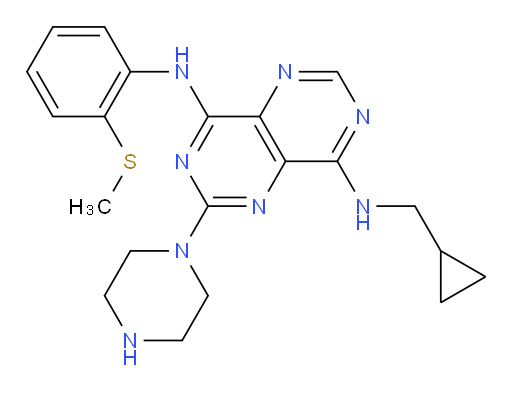 N8-(Cyclopropylmethyl)-N4-[2-(methylthio)phenyl]-2-(1-piperazinyl)pyrimido[5,4-d]pyrimidine-4,8-diamine (ACI)