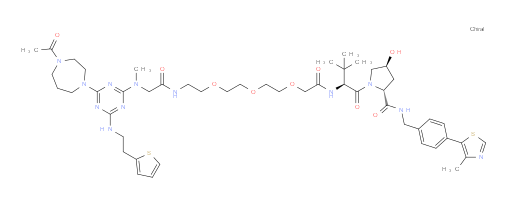 15-[4-(4-Acetylhexahydro-1H-1,4-diazepin-1-yl)-6-[[2-(2-thienyl)ethyl]amino]-1,3,5-triazin-2-yl]-N-[(1S)-1-[[(2R,4S)-4-hydroxy-2-[[[[4-(4-methyl-5-thiazolyl)phenyl]methyl]amino]carbonyl]-1-pyrrolidinyl]carbonyl]-2,2-dimethylpropyl]-13-oxo-3,6,9-trioxa-12,15-diazahexadecanamide (ACI)