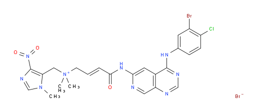 1H-Imidazole-5-methanaminium, N-[(2E)-4-[[4-[(3-bromo-4-chlorophenyl)amino]pyrido[3,4-d]pyrimidin-6-yl]amino]-4-oxo-2-buten-1-yl]-N,N,1-trimethyl-4-nitro-, bromide (1:1) (ACI)