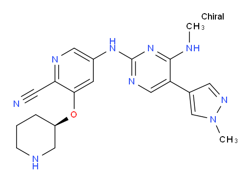 5-[[4-(Methylamino)-5-(1-methyl-1H-pyrazol-4-yl)-2-pyrimidinyl]amino]-3-[(3R)-3-piperidinyloxy]-2-pyridinecarbonitrile (ACI)