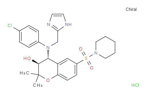 2H-1-Benzopyran-3-ol, 4-[(4-chlorophenyl)(1H-imidazol-2-ylmethyl)amino]-3,4-dihydro-2,2-dimethyl-6-(1-piperidinylsulfonyl)-, hydrochloride (1:1), (3S,4R)- (ACI)