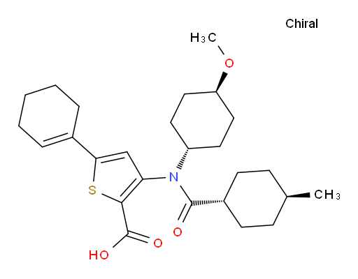 5-(1-Cyclohexen-1-yl)-3-[(trans-4-methoxycyclohexyl)[(trans-4-methylcyclohexyl)carbonyl]amino]-2-thiophenecarboxylic acid (ACI)
