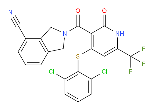 2-[[4-[(2,6-Dichlorophenyl)thio]-1,2-dihydro-2-oxo-6-(trifluoromethyl)-3-pyridinyl]carbonyl]-2,3-dihydro-1H-isoindole-4-carbonitrile (ACI)