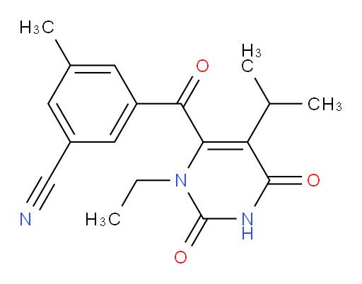 3-[[3-Ethyl-1,2,3,6-tetrahydro-5-(1-methylethyl)-2,6-dioxo-4-pyrimidinyl]carbonyl]-5-methylbenzonitrile (ACI)