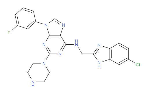 N-[(6-Chloro-1H-benzimidazol-2-yl)methyl]-9-(3-fluorophenyl)-2-(1-piperazinyl)-9H-purin-6-amine (ACI)