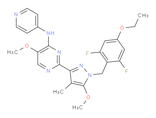 2-[1-[(4-Ethoxy-2,6-difluorophenyl)methyl]-5-methoxy-4-methyl-1H-pyrazol-3-yl]-5-methoxy-N-4-pyridinyl-4-pyrimidinamine (ACI)