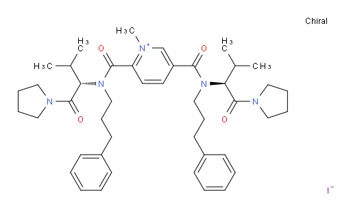 Pyridinium, 1-methyl-2,5-bis[[[(1S)-2-methyl-1-(1-pyrrolidinylcarbonyl)propyl](3-phenylpropyl)amino]carbonyl]-, iodide (1:1) (ACI)