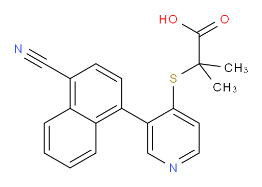 2-[[3-(4-Cyano-1-naphthalenyl)-4-pyridinyl]thio]-2-methylpropanoic acid (ACI)
