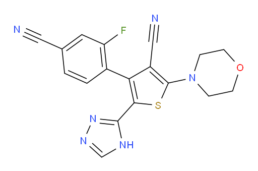 4-(4-Cyano-2-fluorophenyl)-2-(4-morpholinyl)-5-(1H-1,2,4-triazol-5-yl)-3-thiophenecarbonitrile (ACI)