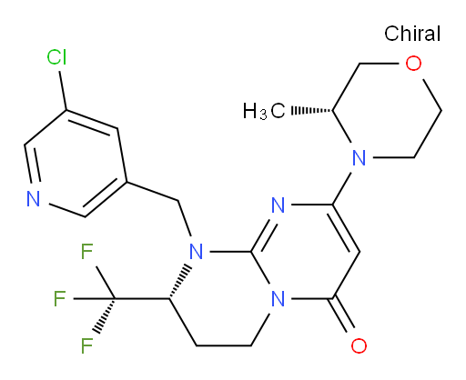 (8R)-9-[(5-Chloro-3-pyridinyl)methyl]-6,7,8,9-tetrahydro-2-[(3R)-3-methyl-4-morpholinyl]-8-(trifluoromethyl)-4H-pyrimido[1,2-a]pyrimidin-4-one (ACI)