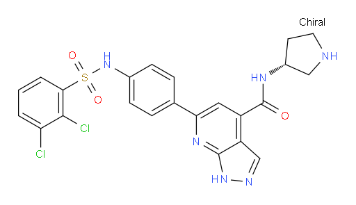 1H-Pyrazolo[3,4-b]pyridine-4-carboxamide, 6-[4-[[(2,3-dichlorophenyl)sulfonyl]amino]phenyl]-N-(3R)-3-pyrrolidinyl- (ACI)