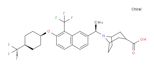 8-[(1R)-1-[8-(Trifluoromethyl)-7-[[cis-4-(trifluoromethyl)cyclohexyl]oxy]-2-naphthalenyl]ethyl]-8-azabicyclo[3.2.1]octane-3-carboxylic acid (ACI)