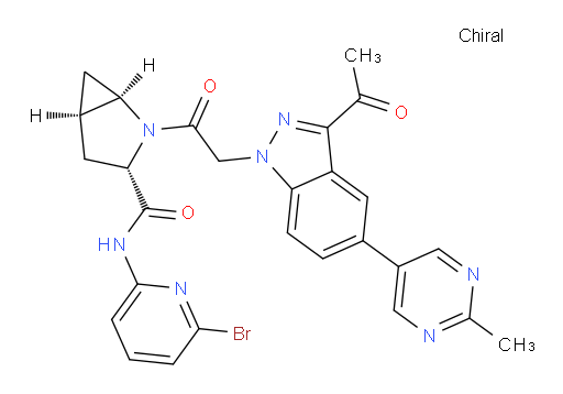 2-Azabicyclo[3.1.0]hexane-3-carboxamide, 2-[2-[3-acetyl-5-(2-methyl-5-pyrimidinyl)-1H-indazol-1-yl]acetyl]-N-(6-bromo-2-pyridinyl)-, (1R,3S,5R)- (ACI)