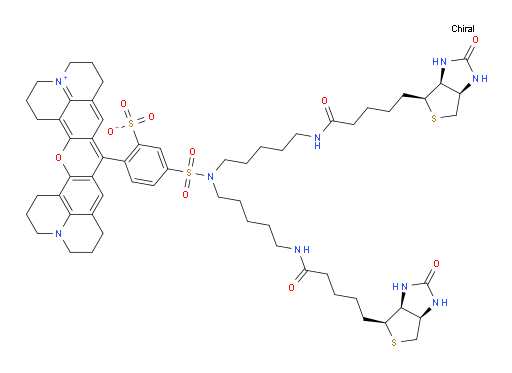 16-{4-[bis(5-{5-[(3aS,4S,6aR)-2-oxo-hexahydro-1H-thieno[3,4-d]imidazol-4-yl]pentanamido}pentyl)sulfamoyl]-2-sulfonatophenyl}-3-oxa-9lambda5,23-diazaheptacyclo[17.7.1.1^{5,9}.0^{2,17}.0^{4,15}.0^{23,27}.0^{13,28}]octacosa-1,4,9(28),13,15,17,19(27)-heptaen-9-ylium