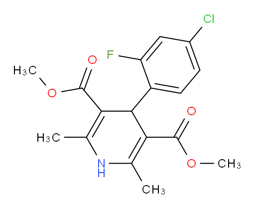 3,5-dimethyl 4-(4-chloro-2-fluorophenyl)-2,6-dimethyl-1,4-dihydropyridine-3,5-dicarboxylate