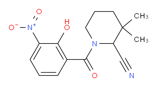 1-(2-hydroxy-3-nitrobenzoyl)-3,3-dimethylpiperidine-2-carbonitrile
