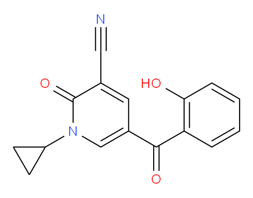 1-cyclopropyl-5-(2-hydroxybenzoyl)-2-oxo-1,2-dihydropyridine-3-carbonitrile