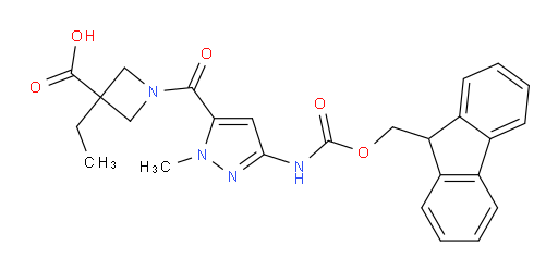 3-ethyl-1-[3-({[(9H-fluoren-9-yl)methoxy]carbonyl}amino)-1-methyl-1H-pyrazole-5-carbonyl]azetidine-3-carboxylic acid