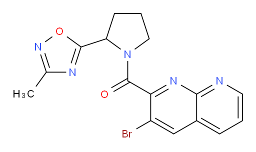 (3-bromo-1,8-naphthyridin-2-yl)(2-(3-methyl-1,2,4-oxadiazol-5-yl)pyrrolidin-1-yl)methanone