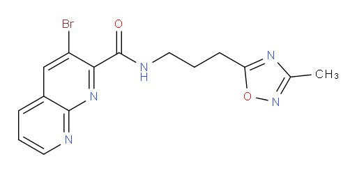 3-bromo-N-(3-(3-methyl-1,2,4-oxadiazol-5-yl)propyl)-1,8-naphthyridine-2-carboxamide