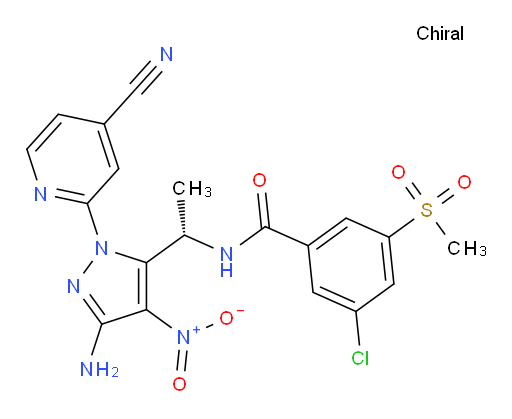 (S)-N-(1-(3-amino-1-(4-cyanopyridin-2-yl)-4-nitro-1H-pyrazol-5-yl)ethyl)-3-chloro-5-(methylsulfonyl)benzamide