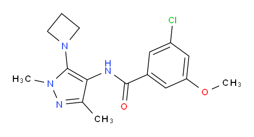 N-(5-(azetidin-1-yl)-1,3-dimethyl-1H-pyrazol-4-yl)-3-chloro-5-methoxybenzamide