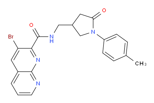 3-bromo-N-((5-oxo-1-(p-tolyl)pyrrolidin-3-yl)methyl)-1,8-naphthyridine-2-carboxamide