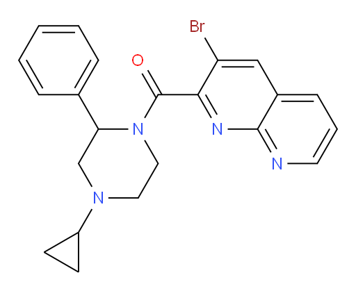 (3-bromo-1,8-naphthyridin-2-yl)(4-cyclopropyl-2-phenylpiperazin-1-yl)methanone